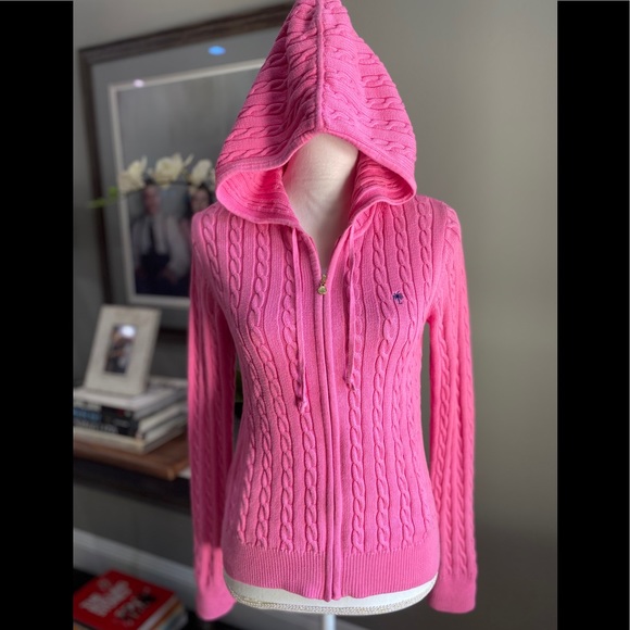 (Sold) Lilly Pulitzer Cable Knit Hoodie Sweater - Picture 2 of 10